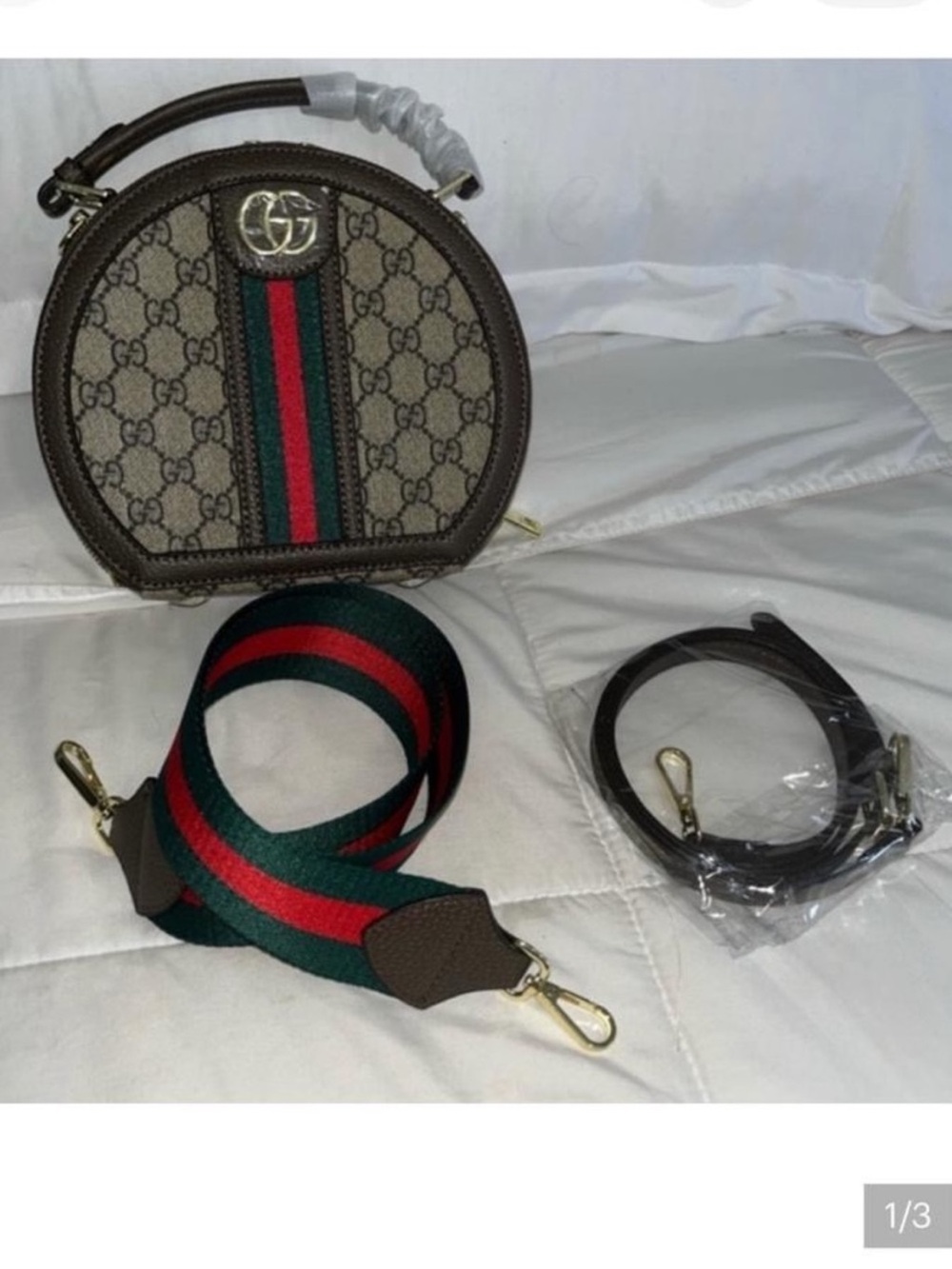 Cute fashion Supreme Crossbody with Green & Red Web Stripe
